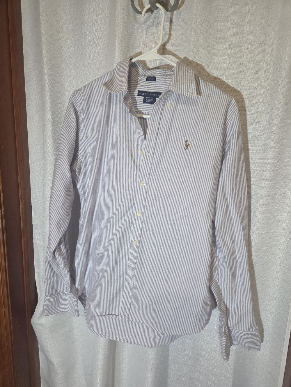 Ralph Lauren Oxford Shirt Women's light Purple Pinstripe Slim Fit Button-up Size
